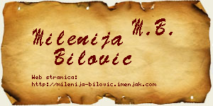 Milenija Bilović vizit kartica